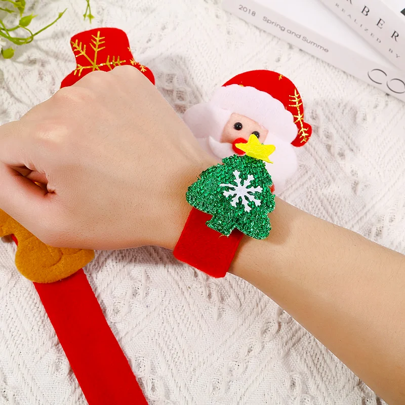 Christmas Cute Cartoon Snap Bracelet Snowman Clap Circle Christmas Hand Slap Clap Christmas Toys For Kids