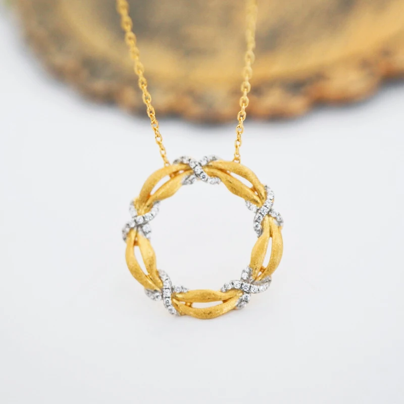 Design Sterling Silver Simple with Diamond Pendant Gold Plated 925 Silver Zircon Round Yellow Charm Pendants Custom Silver 50pcs