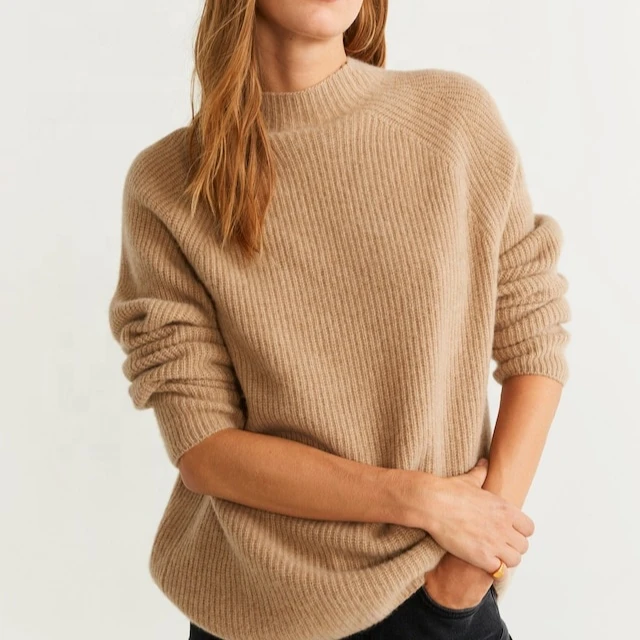 100% чистый кашемировый женский свитер на заказ, пуловер, Зимний вязаный свитер с воротником «хомут», шерстяной кашемировый свитер