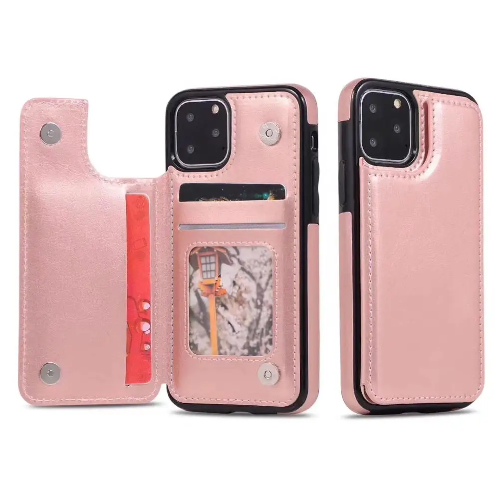 New item For iphone 6 7 X leather wallet case with double magnet button card slot case wallet
