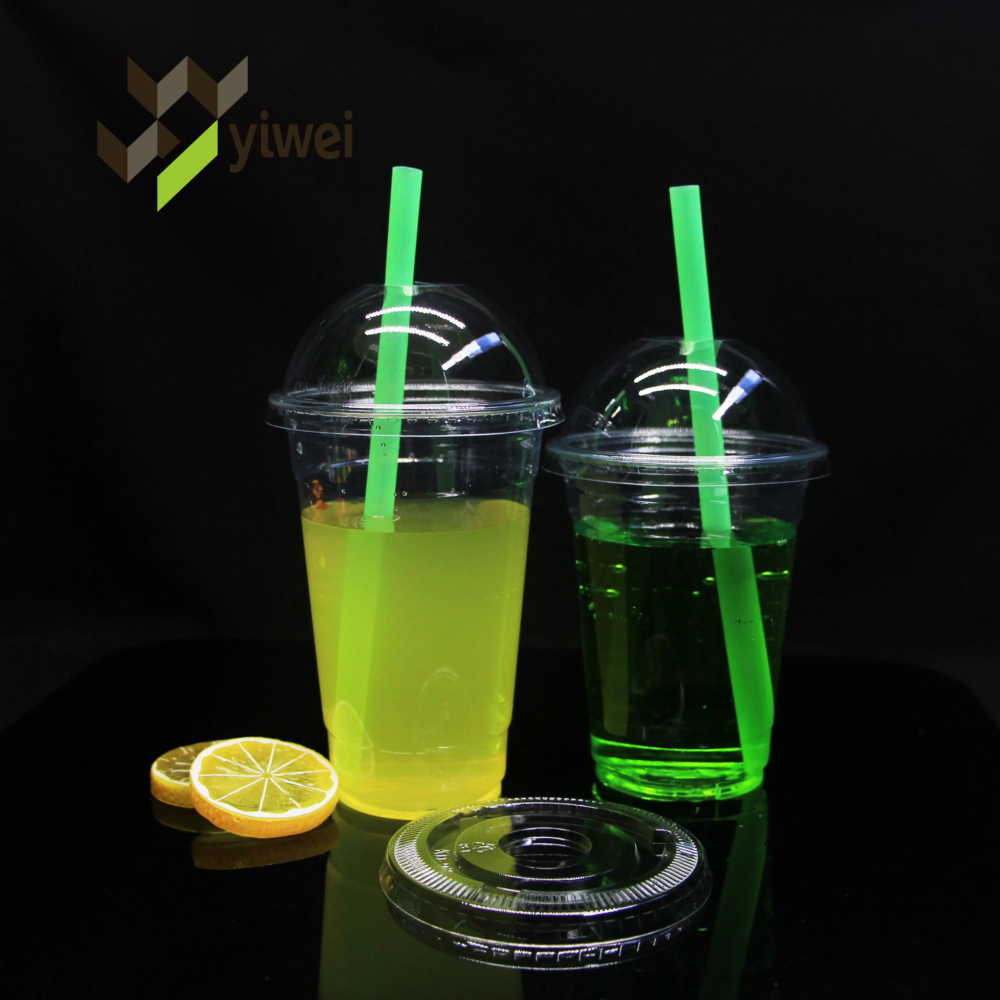 Disposable Reusable Transparent Clear Custom Printed Logo Plastic PET RPET Drinking Cup Cold coffee Cups with lids and straws
