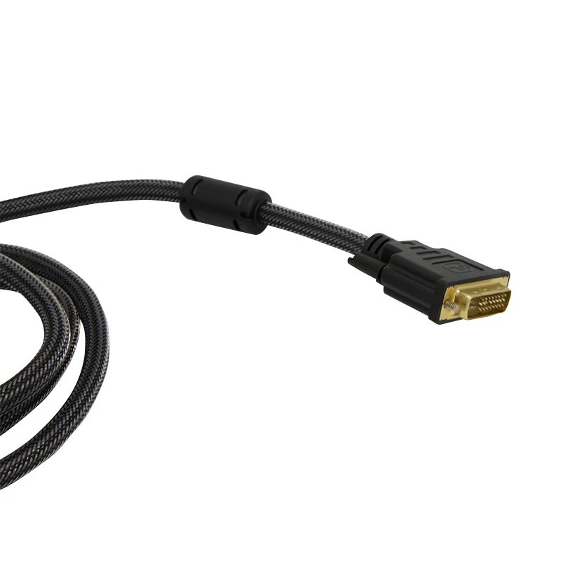 Braided black gold-plated dvi 24+1/24+5 to dvi cable for HDTV projectors computers