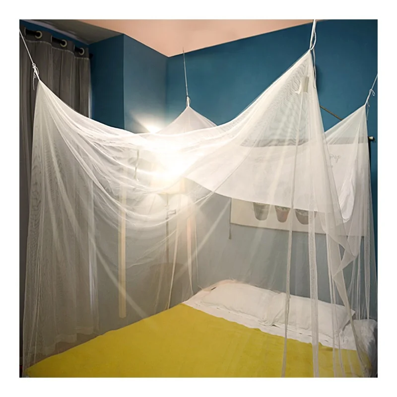 rectangular white double bed untreated mosquito net