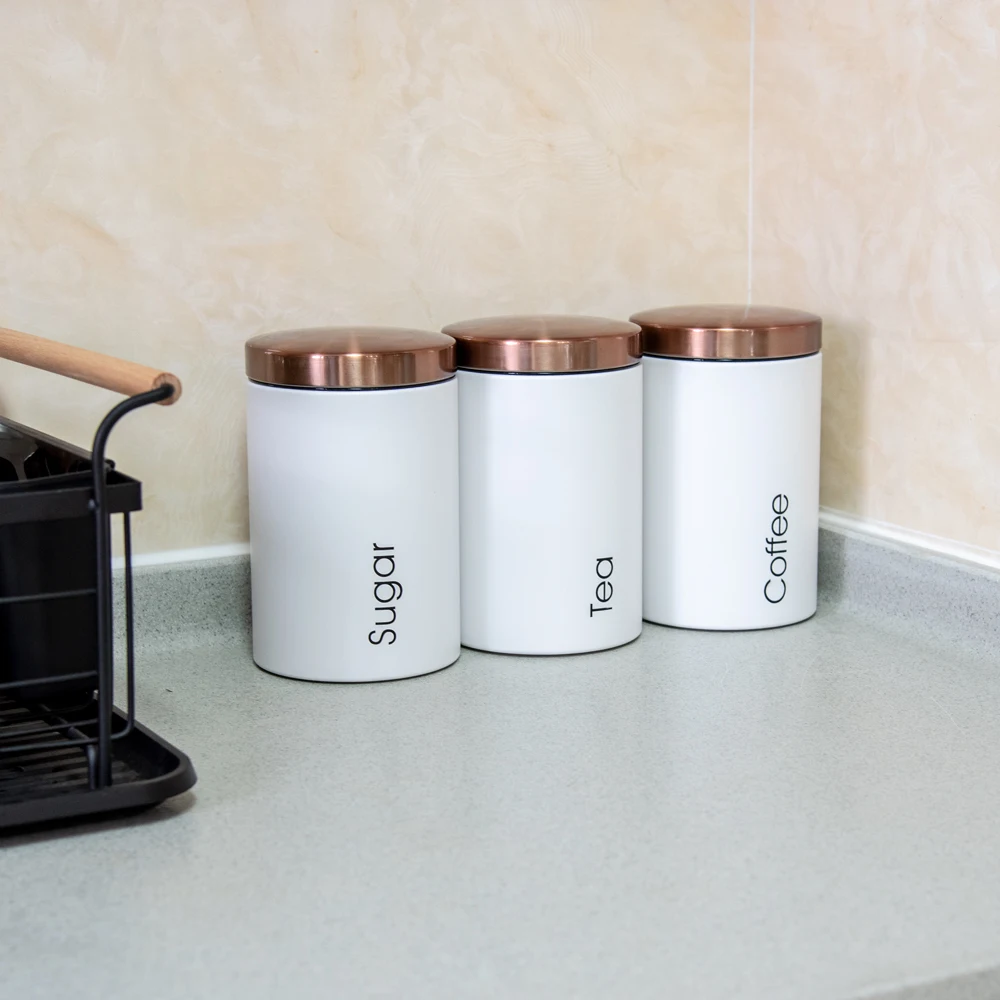 Удивительное Качество кухонные канистры для кофе сахара чая набор домашнего хранения продуктов металлический индивидуальный логотип нержавеющая сталь поддержка 500