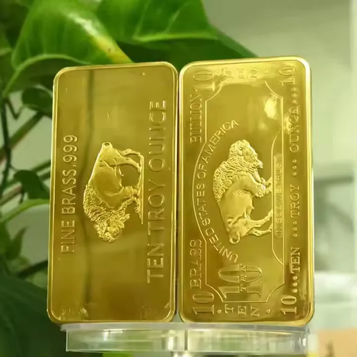 2024 America Bull 1oz golden plated gold bar beauty bar bullion customized make for you