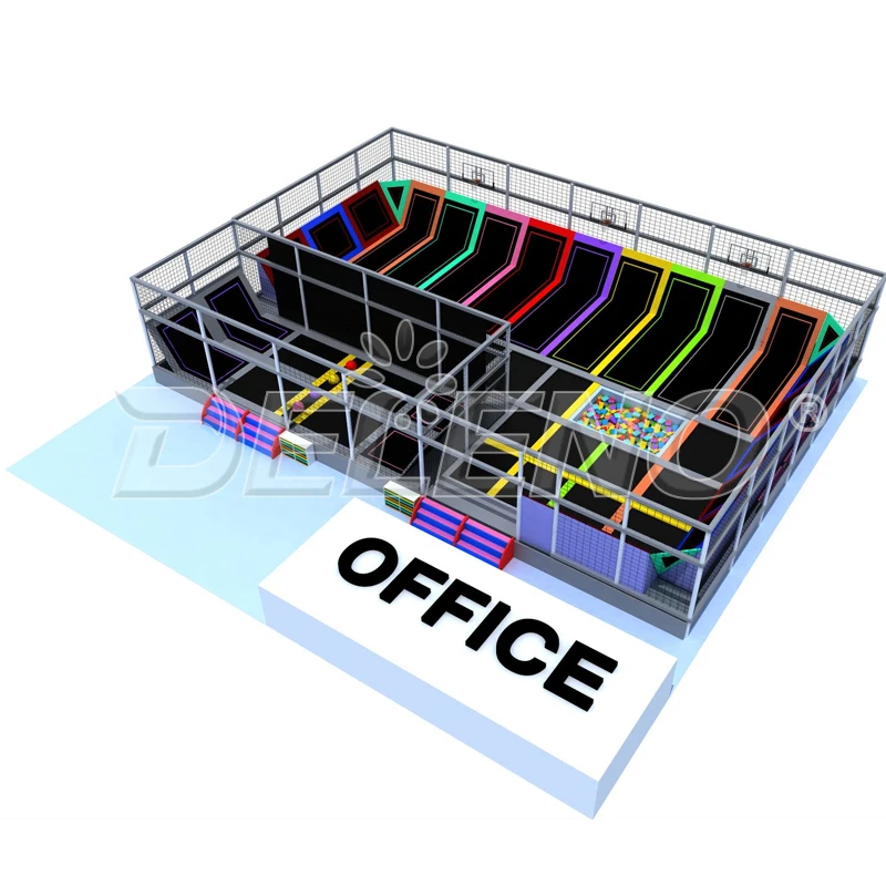 Indoor trampoline park for gym and shopping mall amusement equipment for kids and adults Warriors area and dodge ball zone