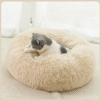 
Quick Shipment 20 Colors Long Plush Donut Comfy & Self-Warming Bed for Cat & Dog, Anti Anxiety, Furry, Fluffy 