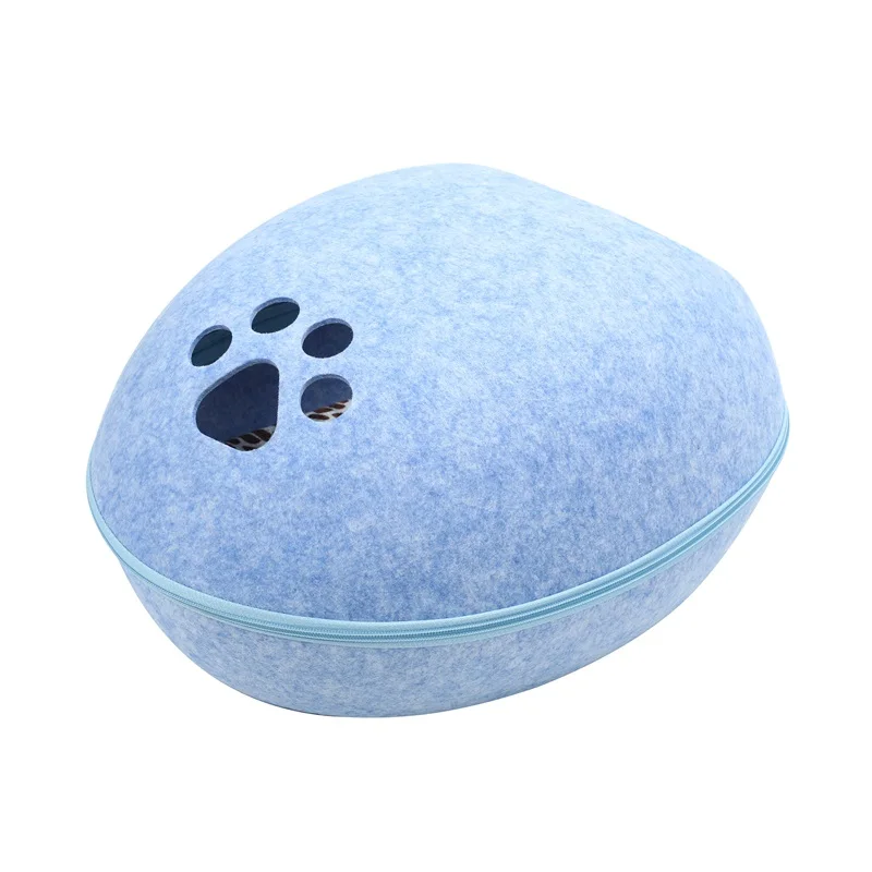 
Cheap factory price Cat Bed Sleeping Bag Zipper Egg Shape Felt Cloth Warm Pet House All Around Nest 