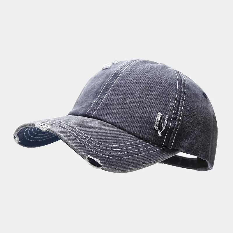 custom logo 6 panel  blank distressed washes dark light denim sports  dad hat baseball caps for men