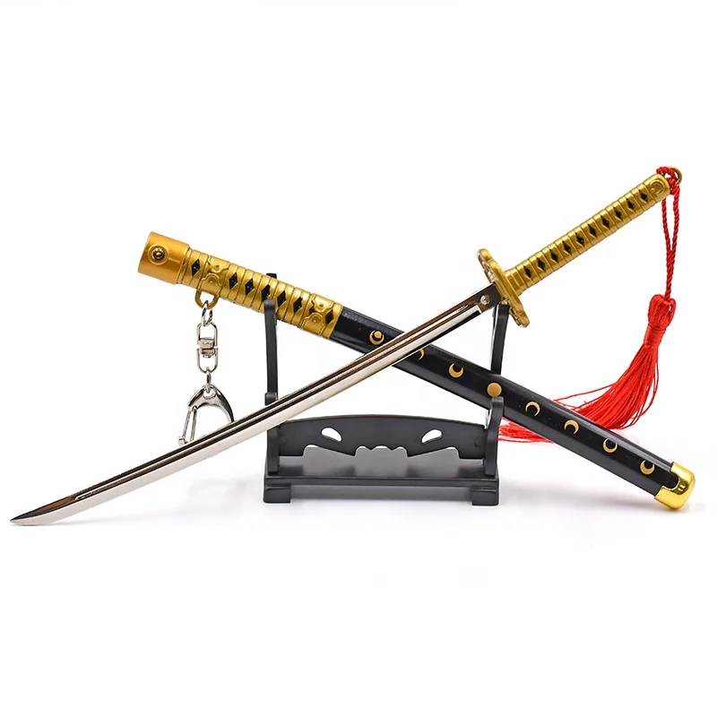 hot sales Sword Chaos 2024 Custom classic anime character equipment Metal crafts Gold black sword key chain gift toy decoration