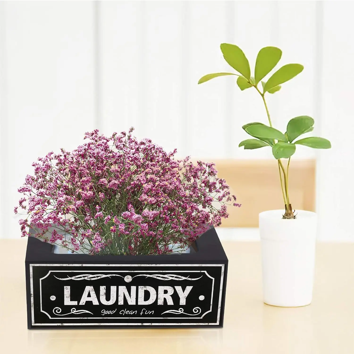 Laundry Room Organizer Softener Dispenser Dryer Sheet Holder Storage Box Rustic Decor Solid Pine Wood Eco-friendly Natural Gift