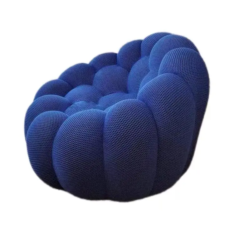 Italian Modern Living Room Grey Stool Upholstered Fabric Round Footrest Ottoman Bench Luxury Honeycomb Colorful Bubble sofa