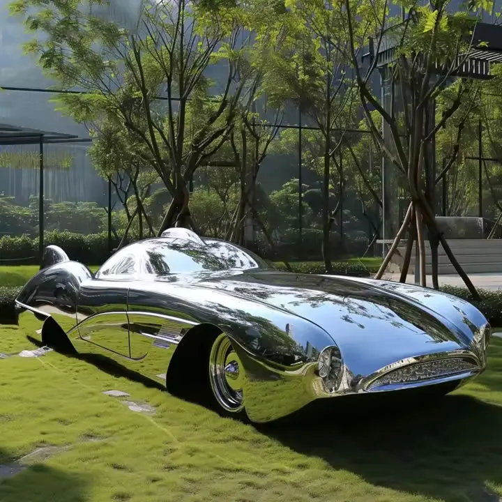 New design polished metal painted stainless steel motorcycle statue for sale