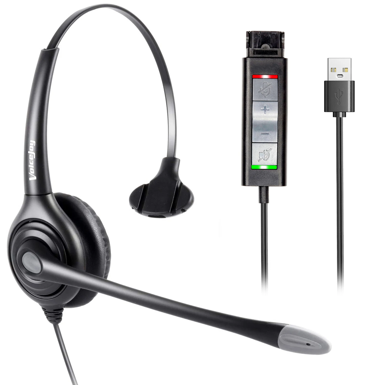 Quick Disconnect to USB Adapter Included Noise Cancelling USB Headset with Microphone for Skype Computer PC office headset