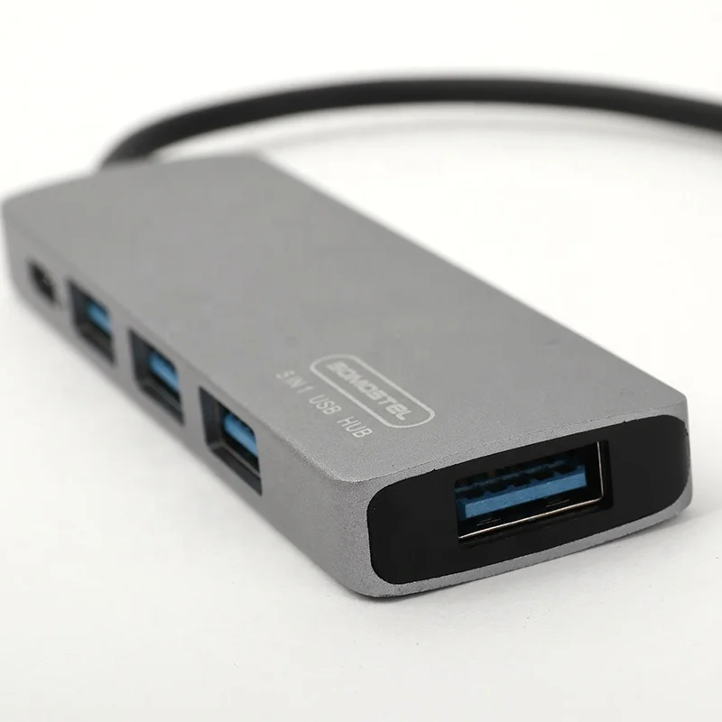 Somostel SMS-BZ09 High quality 5 in 1 Hub Adapter USB A 4 Port USB 3.0 Hub with Type c