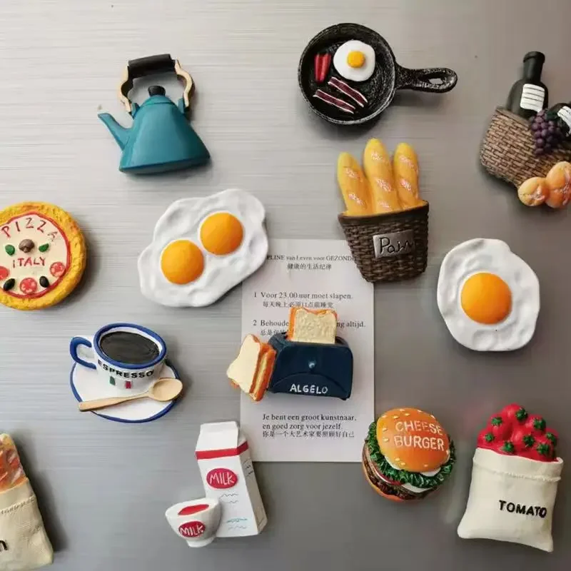 Custom Refrigerator Sticker 3d Refrigerator Sticker Message Board Suction Stone Home Decoration Tea Food Resin Fridge Magnet