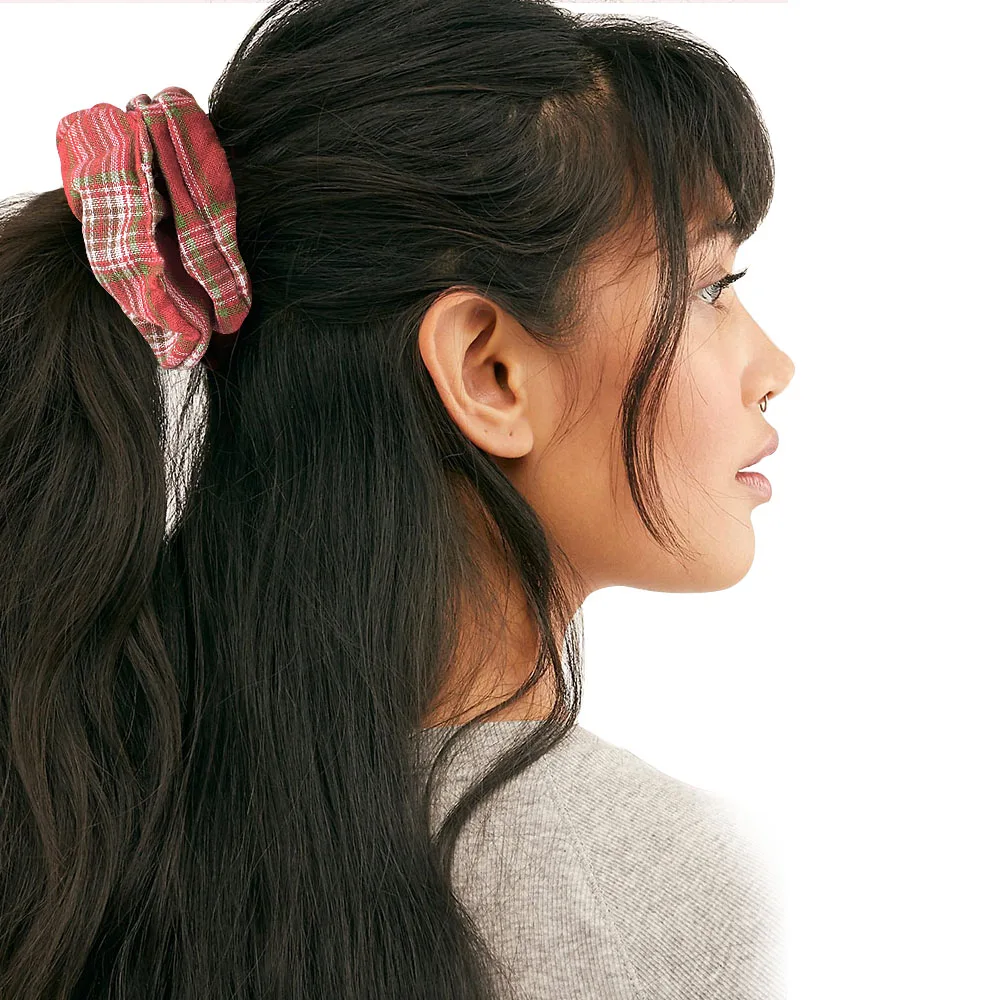 New style Color grid fabric hair ties popular women elastic dot hair scrunchies