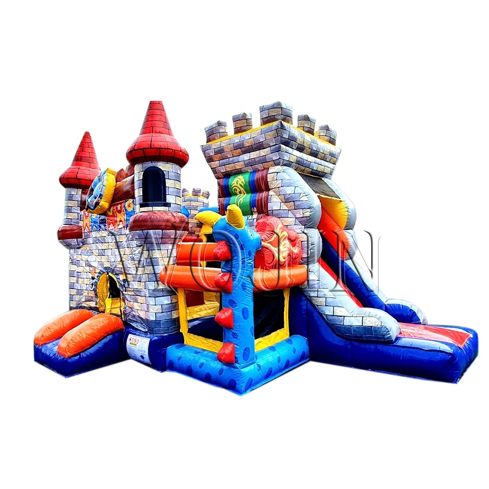 New Design Blue Dragon Inflatable Bouncy Castle Jumping House Combo Slide for Commercial Business