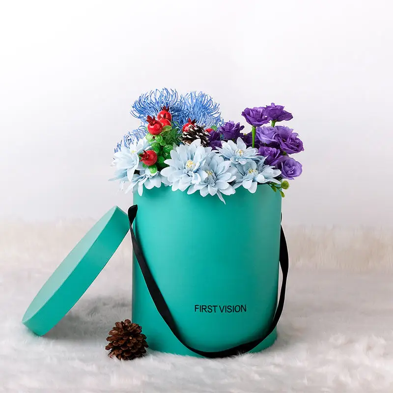 Индивидуальная большая свежая Цветочная Роза роскошная подарочная упаковка цилиндрическая трубка круглая шляпа картонная бумажная коробка с лентой для свадьбы