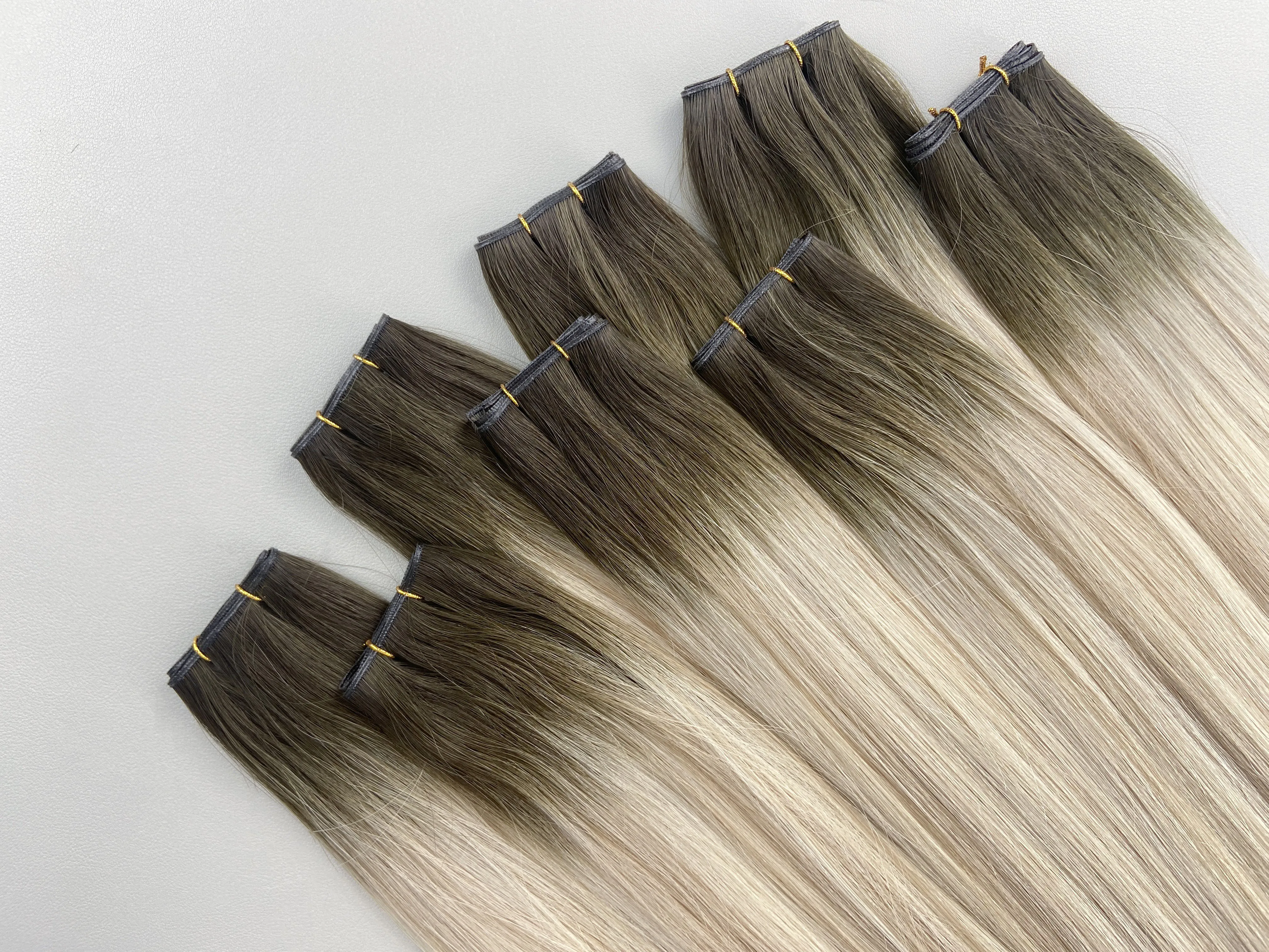 Virgin Genius Weft 12 a Grade No Remy Russian Human 30 Inch Blonde Hair Wave European Invisible Curly Double Drawn