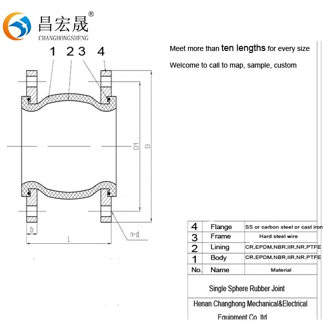 Professional Pipe Component Ptfe Lined Rubber Expansion Joint