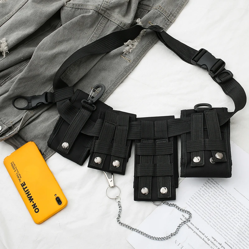 
Fashion streetwear functional tactical cross shoulder bags hip hop chest rig waist bag 