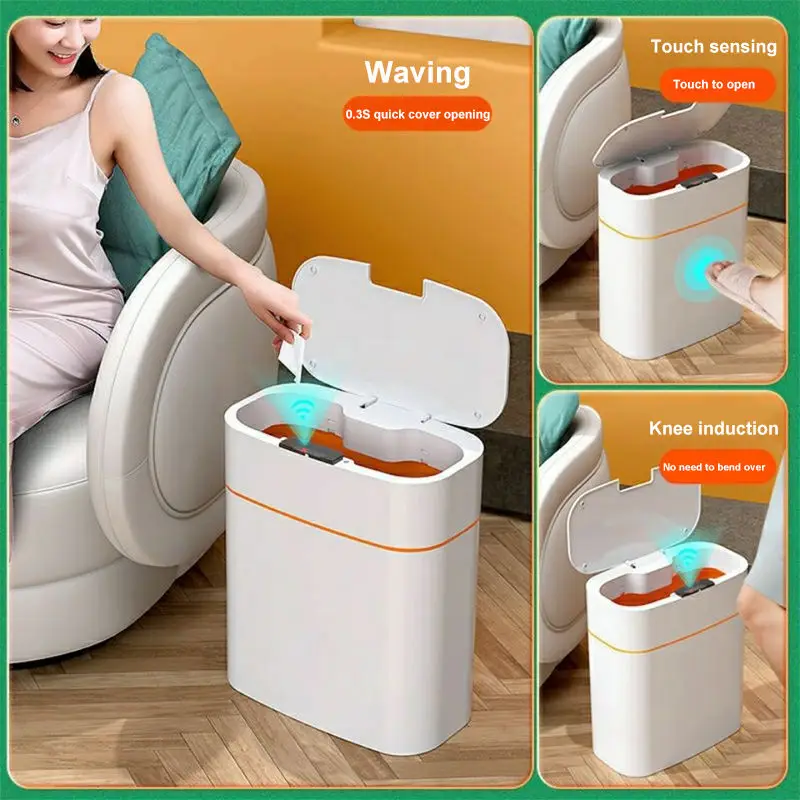 Hot Sale Intelligent Automatic Kitchen Portable Charging Rubbish Dust Plastic Garbage Trash Can Waste Bins