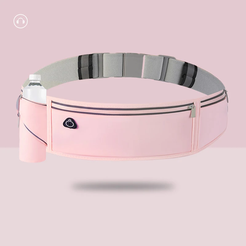 Outdoor Reflective Elastic Belt Running Walking Gym Waist Bag Phone Belt Pouch Racing Belt Fitness Fanny Pack with Bottle Holder