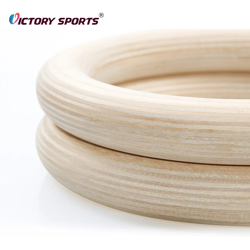 Fitness adjustable digital printed exercise strap wooden gymnastic rings for sale
