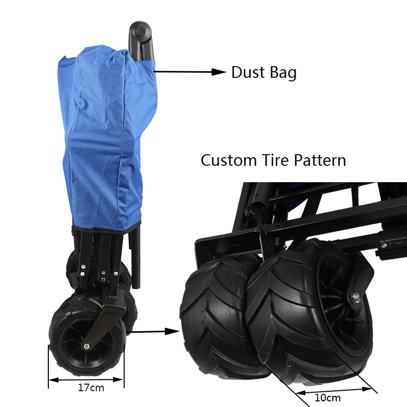 Factory OEM Custom Outdoor Steel Heavy Duty Folding Beach Wagon Cart