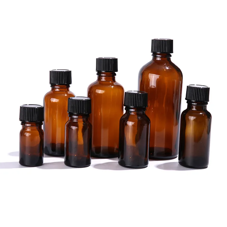 Amber Glass Bottles for Essential Oils 5ml to 100ml Sizes with Euro Orifice Dropper for Cosmetics