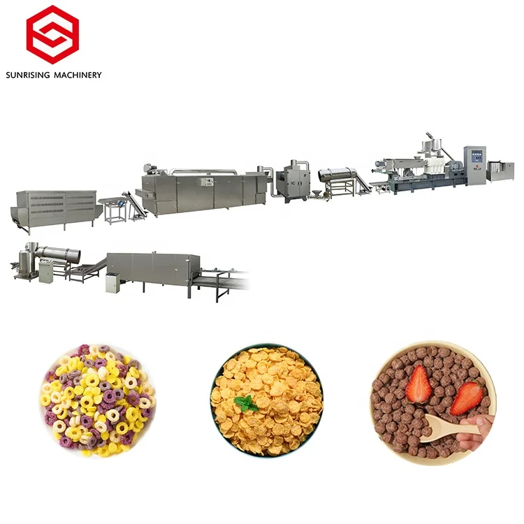 full automatic machine to make cornflakes extruder  breakfast cereal production line