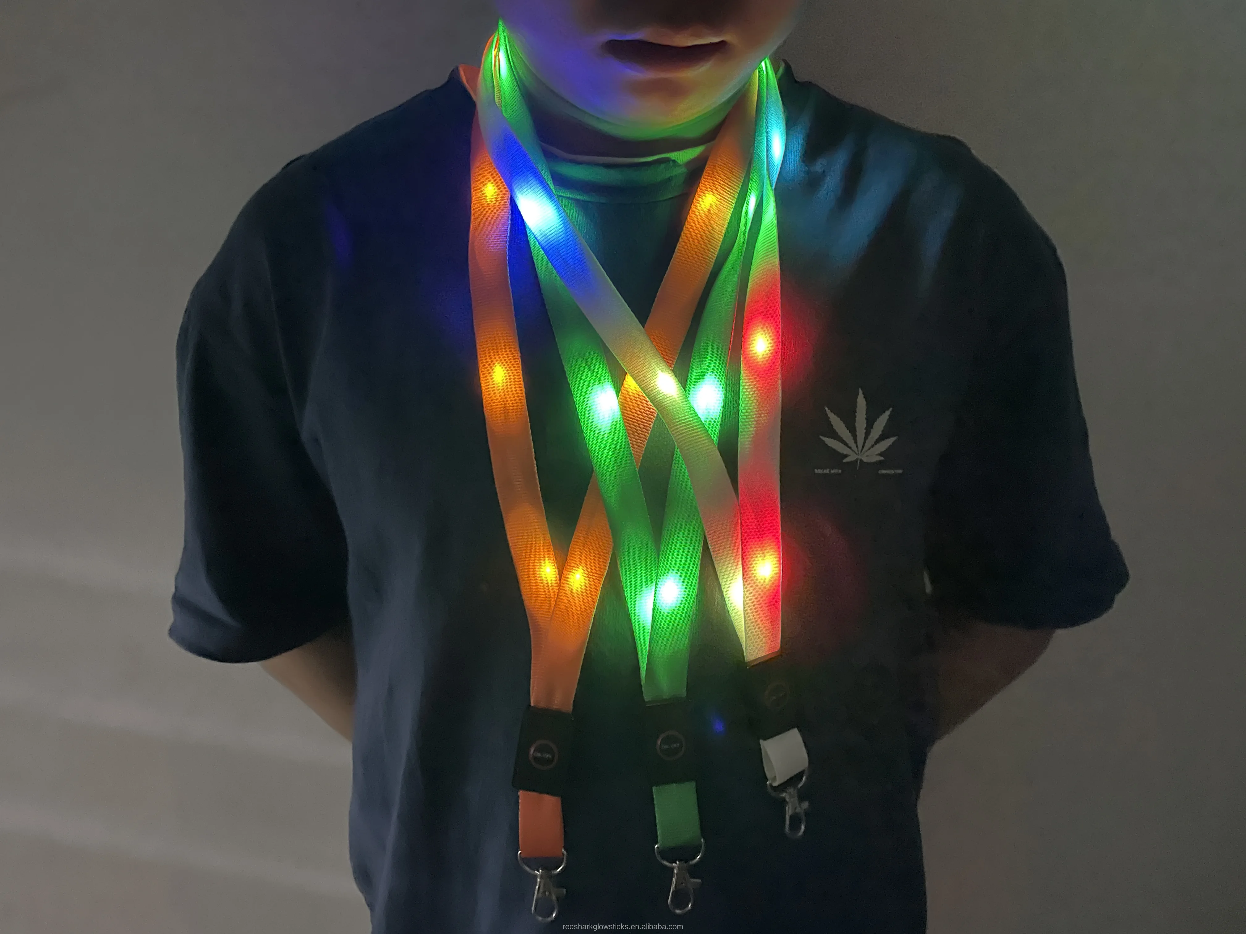 Лидер продаж в мире 2024 нейлоновая полиэфирная сеть с блестками светодиодное освещение рабочий значок карточка стропка для освещения можно настроить