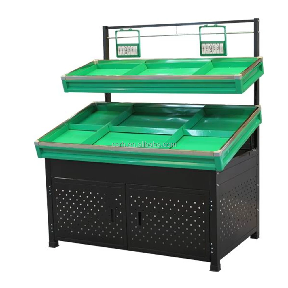 Double layer Vegetable & Fruit Rack Display shelf