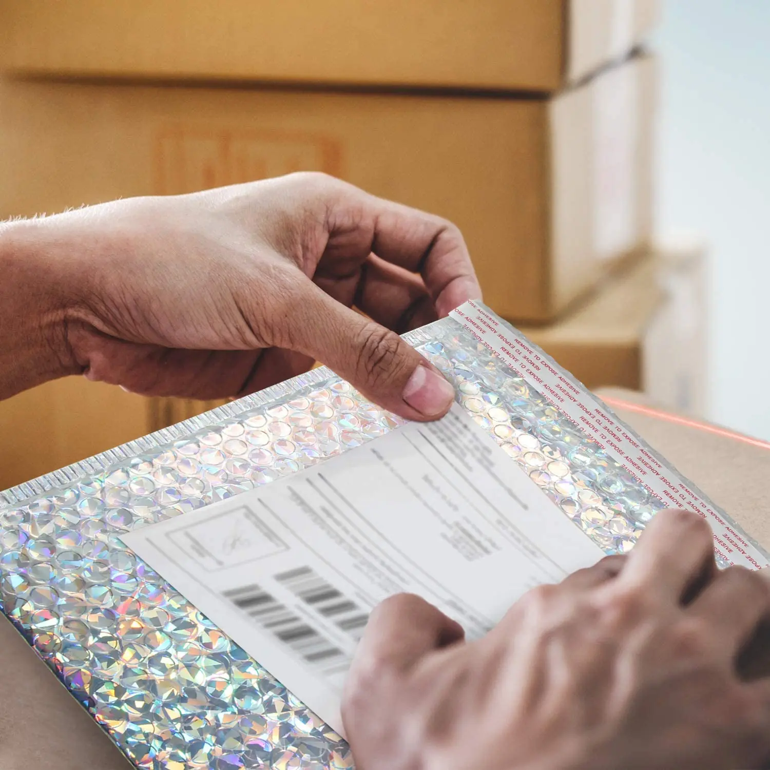 Cheap Custom Logo Big Mailing Packaging Mailer Poly Holographic Bubble Envelope With Logo