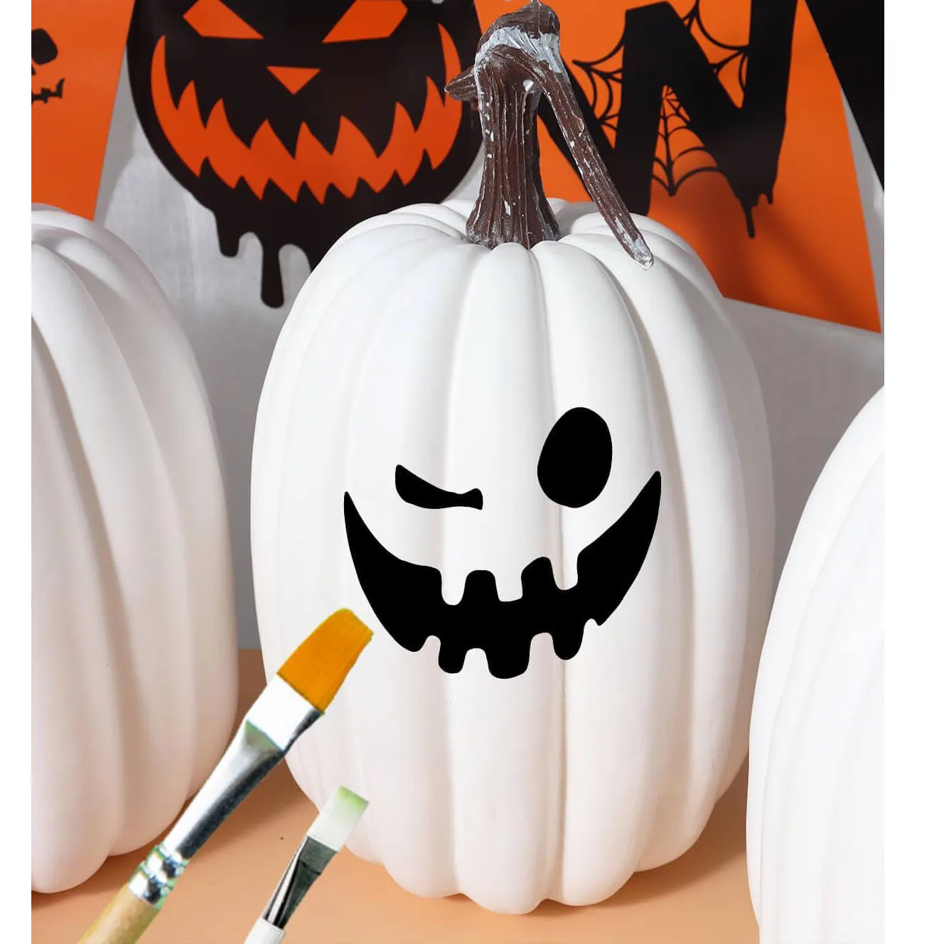 8.5 Inch Large Pumpkins for Decorating - 2PCS Big White Foam Decorative Pumpkins for Fall Decor,