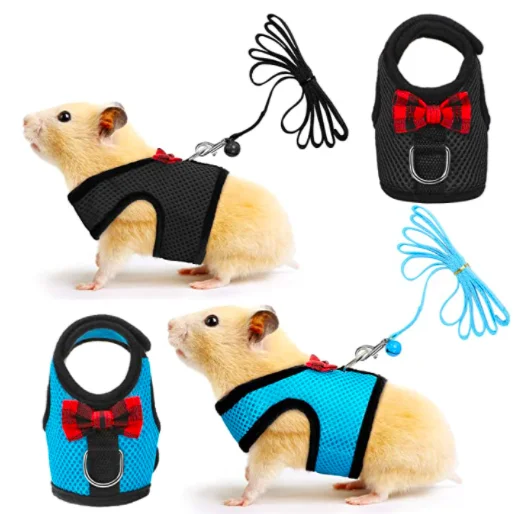 Rabbit Mesh Soft Harness Clothes With Leash Vest Lead for Hamster Bunny Small animal pet accessories Belt lead set