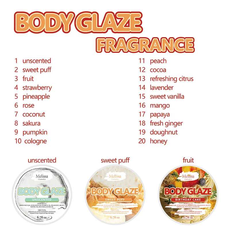 Body Glaze Butter Organic Anti-aging Lightening Brightening Whitening lotion for Skin