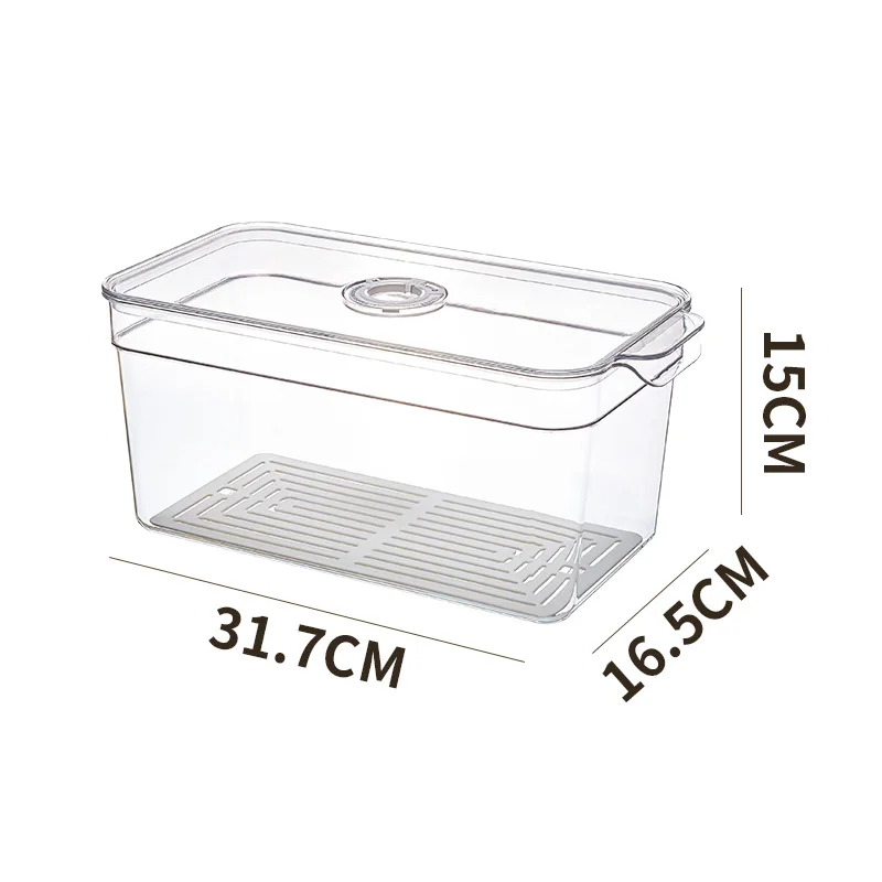 Modern 4-Piece Acrylic Food Storage Containers Set Lids Refrigerator Stackable Organizer Drawers Bins Baskets Vegetables Box