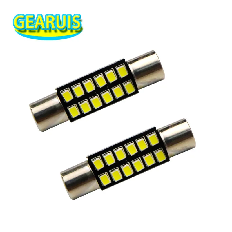 AC 12V T6 Festoon Dome T6.3 28mm 31mm 12 SMD 2016 LED Light Bulb Car Vanity Mirror Lights Sun Visor Fuse Light White 12V