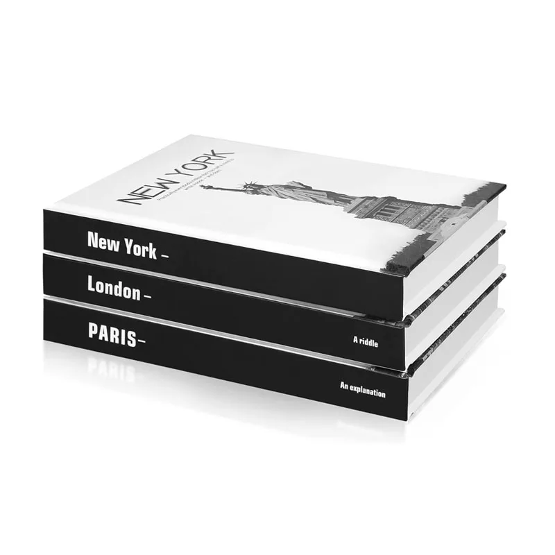 Hardcover Fake Decor Book Real Paper Decorative Books 3 Pcs Set For Home Decoration