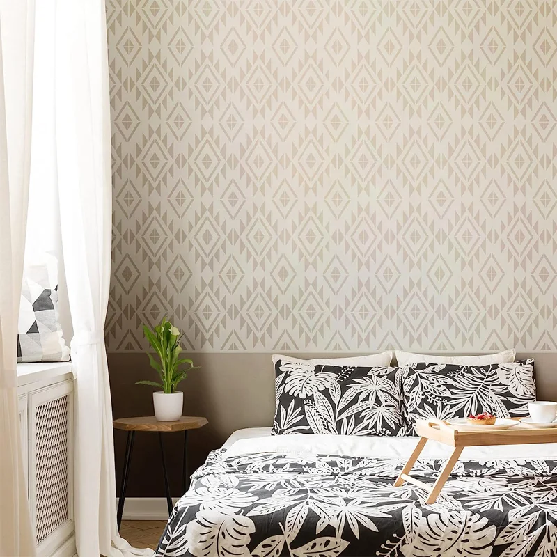 8 Pieces 12 x 12 Inch Wall Stencils for Painting Geometric Modern Herringbone Wall Stencils Wall Decor