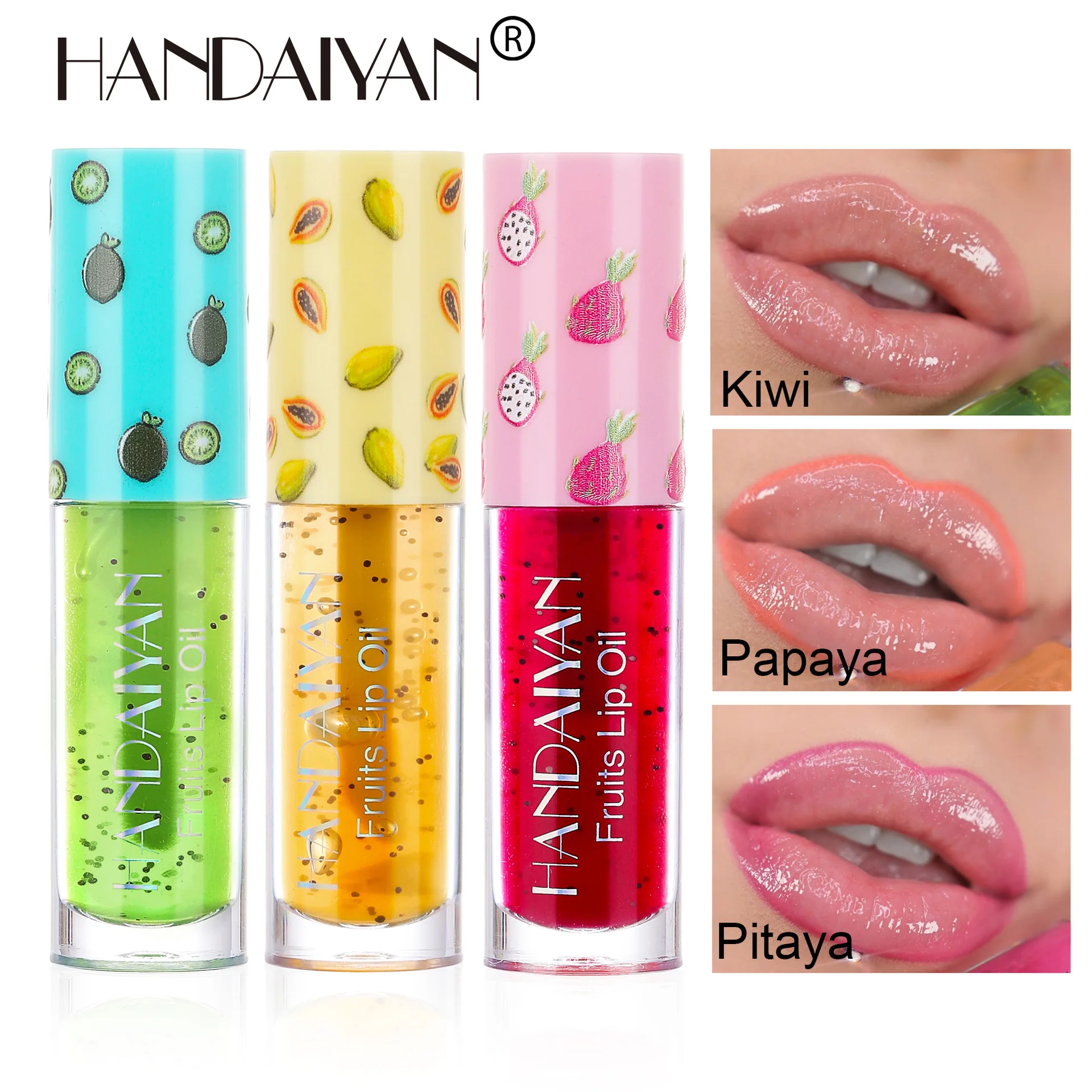 HANDAIYAN Fruit Lip Oil Glass Moisturizing Transparent Lip Honey Lightening pink Lines kids Lip Balm