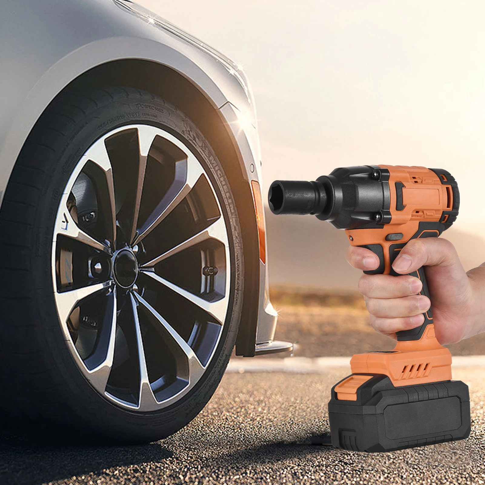 20V 3.0Ah Lithium Battery Cordless Brushless Impact Wrench Variable Speed 420N.m Torque Handheld Power Wrench