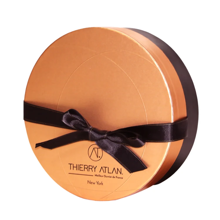Luxury Round Fancy Paper Boxes For Chocolate With Ribbon Custom Logo Chocolat Schokolade Chocolate Gift Boxes Packaging