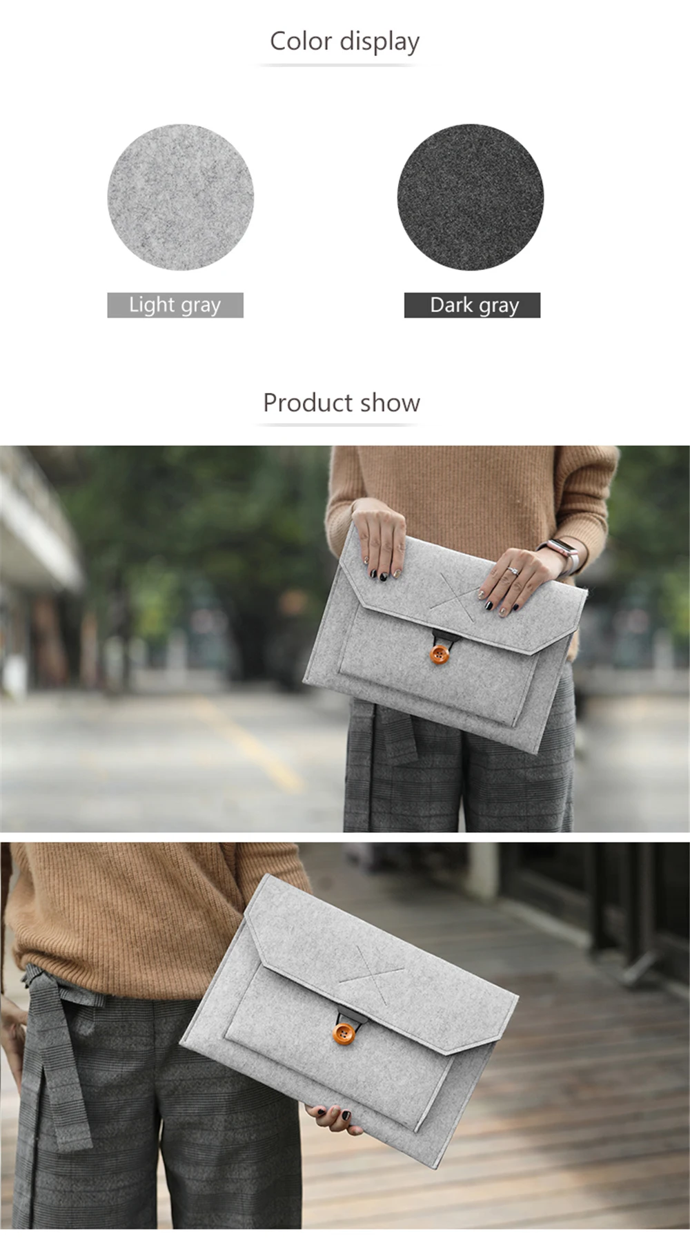 Laptop Cover Cuff Supplier Document Envelope File Bag Felt Custom File Bag Fabric Laptop Soft Felt Sleeve Laptop Pad   Bag
