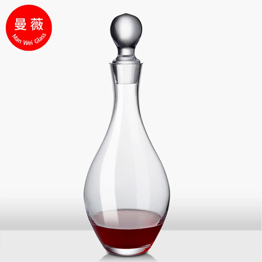 Wholesale Oblique Mouth Round Wine Decanter Wine Decanting Aerator Crystal Glass Wine Decanter Bottle