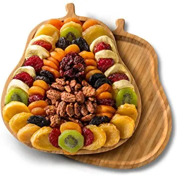 Bamboo Dried Fruit Tray Pear Shaped Wood Serving Trays and Platters Party Trays for Charcuterie Boards