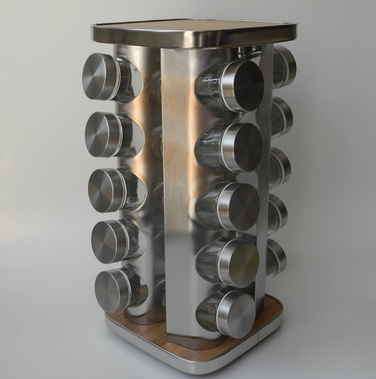 Square Revolving Spice Rack Organizer Countertop Herb and Spice Storage Rack Tower Organizer with 20 Empty Jars