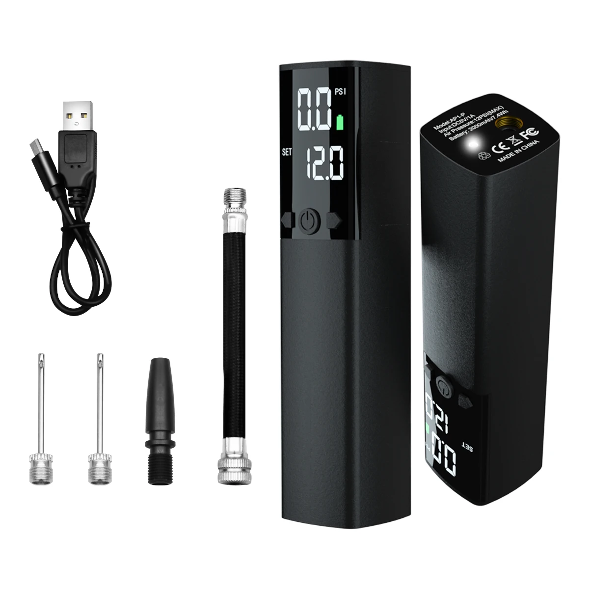 2000mAh Car Air Compressor 3.7V 140PSI Electric Wireless Portable Tire Inflator Pump for Motorcycle Bicycle Boat AUTO Tyre Balls